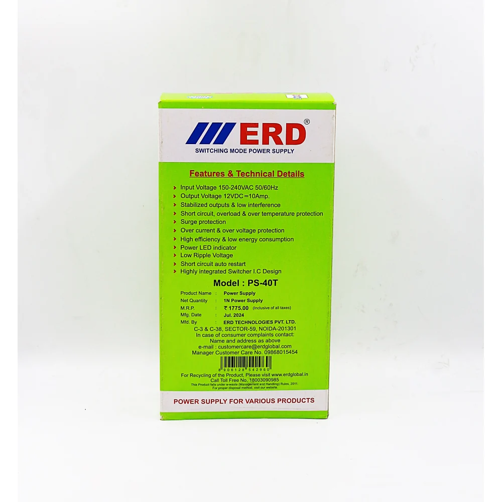 ERD CCTV Power Supply 12v/10a Slim For 8ch (PS40T) view 5